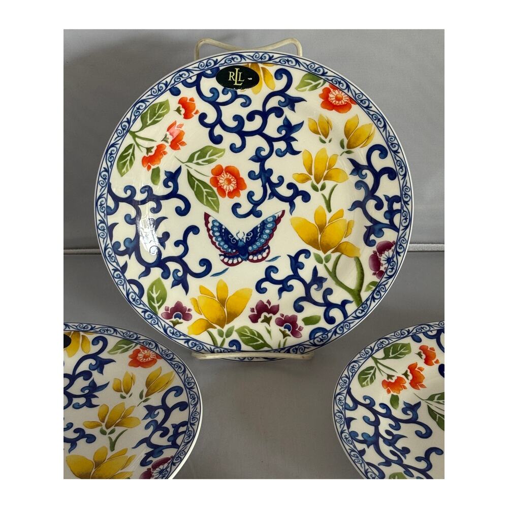 Set of 4 - Ralph Lauren NEW China MANDARIN BLUE Vintage Luncheon Salad Plates